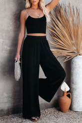 Bas de couleur unie à jambes larges et taille haute, fendus et amples